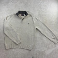 Chaps Men  s 1/4 Zip Pullover Cream Sweater Size Large Mock Neck