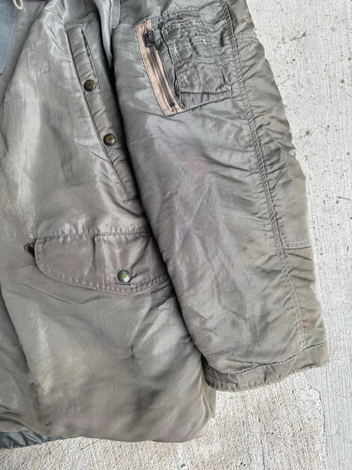 Chaqueta pesada de piel de coyote N-3B militar de la Fuerza Aérea de los Estados Unidos de colección de los años 50 talla grande Foto 4 de 4