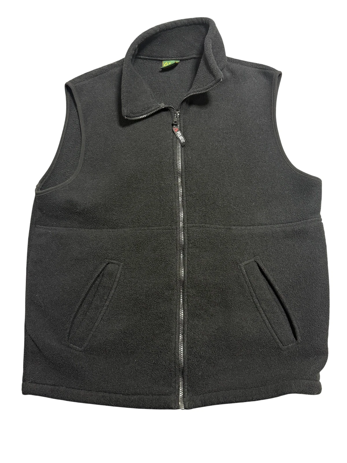 Vintage Cabelas Vest Mens Large Black Fleece Polartec Zip Front Made Canada 90s