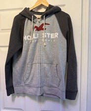 Hollister Men's Grey Zip-Up Hoodie Sweatshirt Size Small
