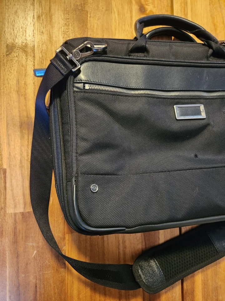 $419 Briggs & Riley Medium Expandable Briefcase Black Nylon Leather KB425X-4 - Image 4 of 4