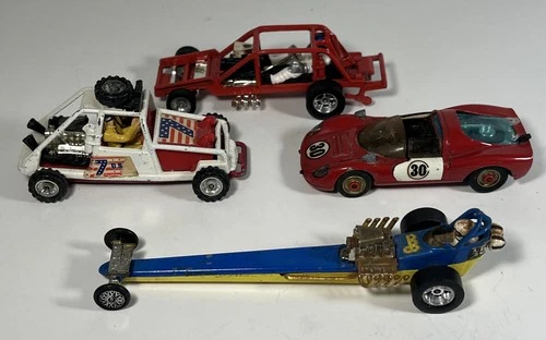 Vintage Corgi Toys Lot Of 4 As Is Dragster Dino Buggy Gloworm