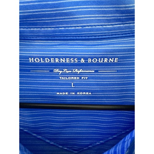 Holderness & Bourne The Sherwood Pullover: Marlin Blue & White Size Large Tailor - Picture 5 of 7