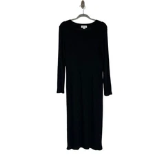 Velvet by Graham & Spencer Black Ribbed Knit Long Sleeve Maxi Dress Size Medium 