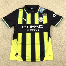 Puma Manchester City Jersey Mens Medium 775086-02 Dry cell Striped Navy Blue