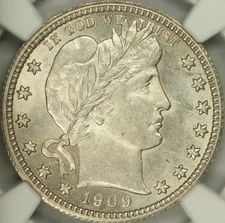1909 Barber Quarter NGC MS61