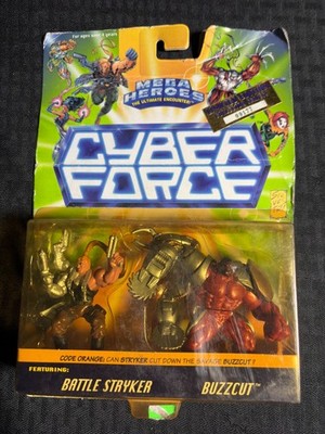 1995 CYBER FORCE Battle Stryker & Buzzcut Action Figures MOC C-3.0 Mattel