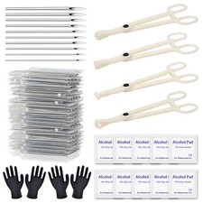 43Pc Body Piercing Kit w/ Needles Clamps Ear Nose Belly Lip Tongue Tool