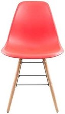 Red Plastic Shell School Chair with Wood Legs, Lightweight Classroom Chair