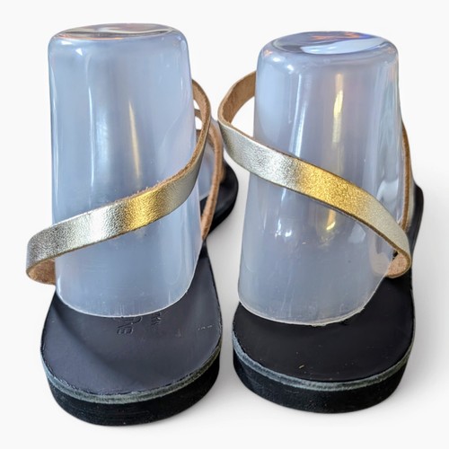 Altgriechischer Stil Leder Zehenring Gold Riemchen Fersenriemen Sandalen Damengröße 9 - Bild 6 von 11