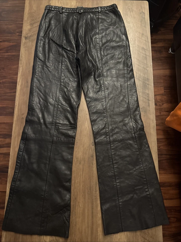 Винтажные брюки из натуральной кожи 90-х Banana Republic черные женские размер 0 - Изображение 4 из 4