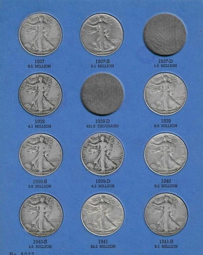 1937-47 P,D,S, Liberty Walking Half Dollar Set *$14 Face* "Circ-AU"