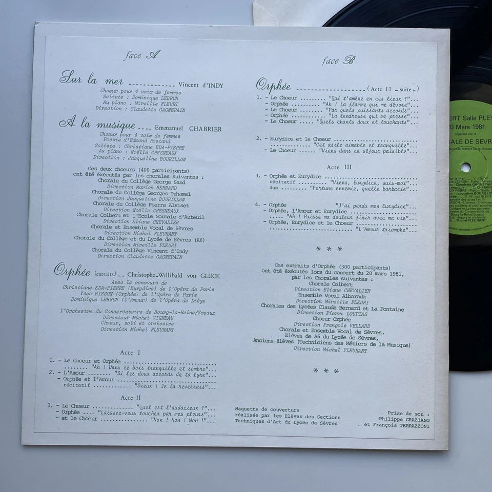 LP CHORALE DE SEVRES - Concert salle Pleyel 20 mars 1981. - Photo 3/3