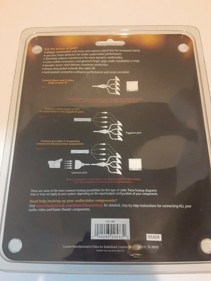 A/V Extend A Jack Gold Series 6 ft by RadioShack Easy Access To A/V Inputs  - Image 2 of 2