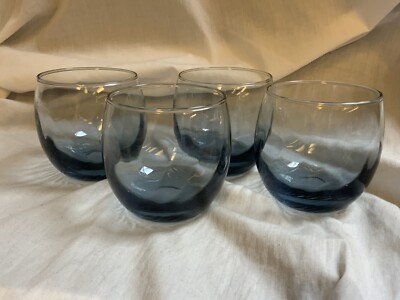 Vintage Libbey Gray Roly Poly Optic Swirl Glasses