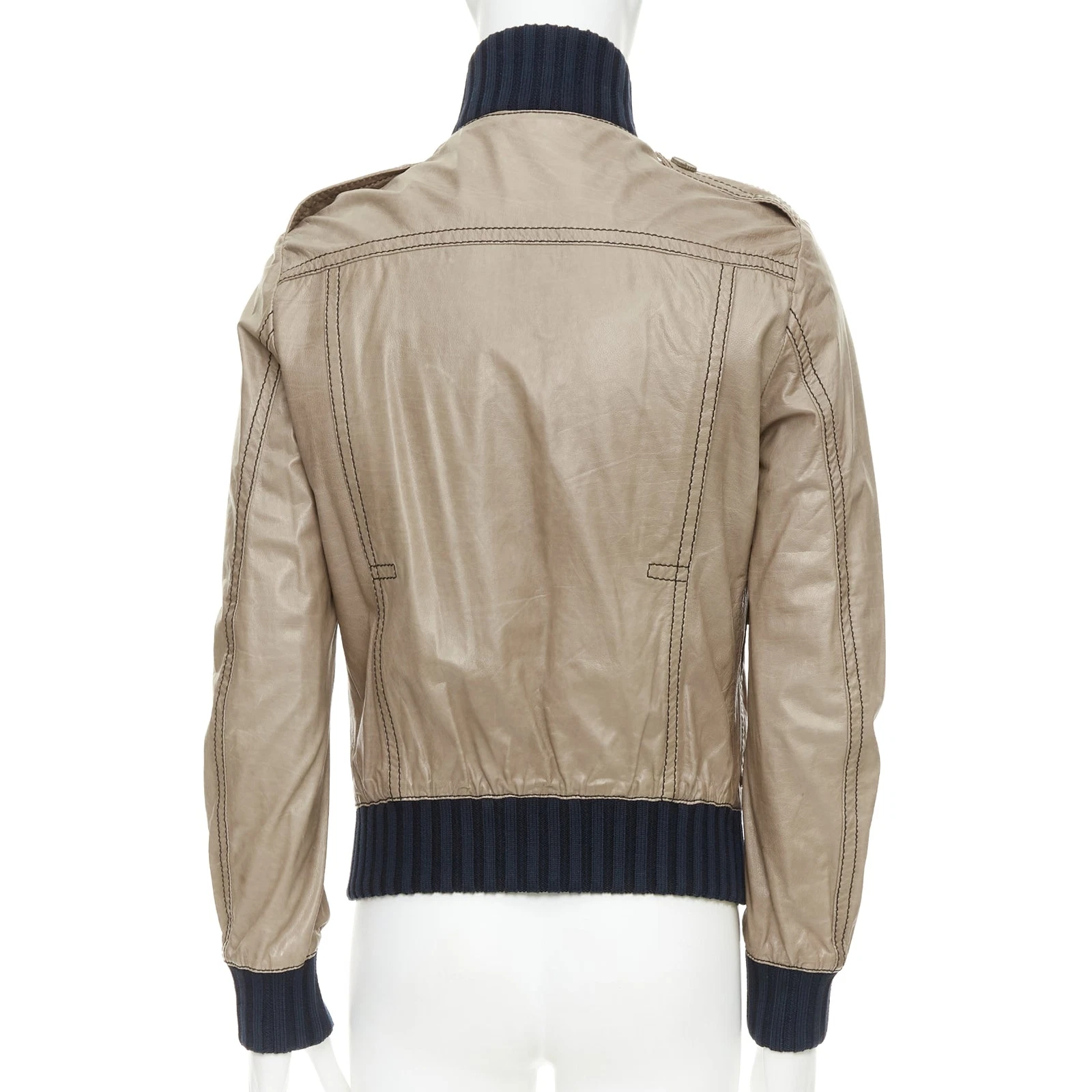 GUCCI Giacca Bomber da Volo Vintage Madonna Marrone Pelle Spalmata IT48 M