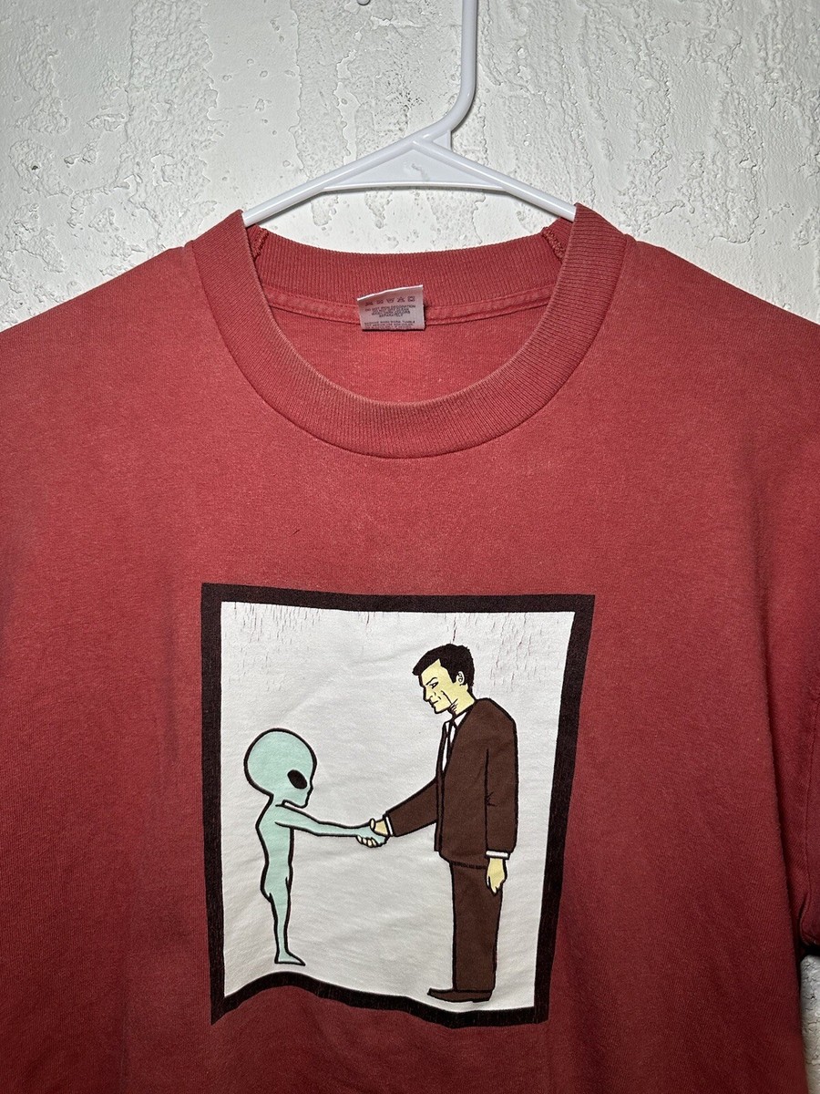 Vintage 90s Helmet Band Original Alien Handshake Rare T