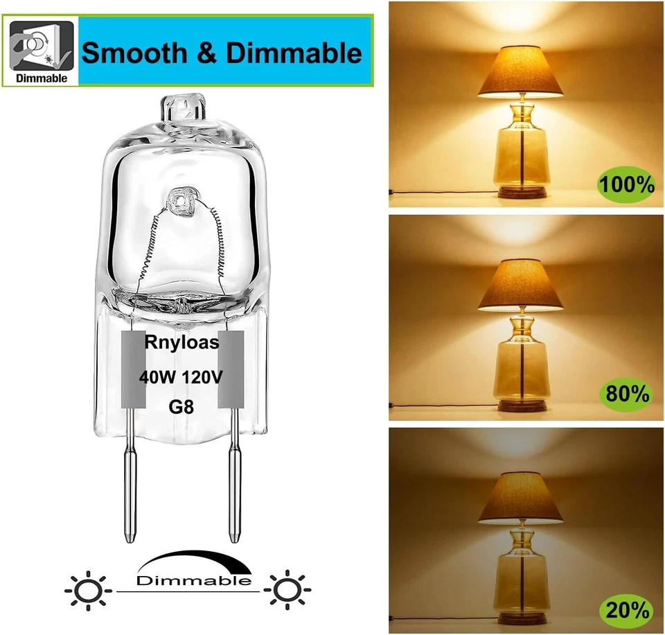 12Pcs G8 Base JCD Type Light Bulbs 120V 40W 40WATT Range Hood & More Replacement - Image 4 of 4