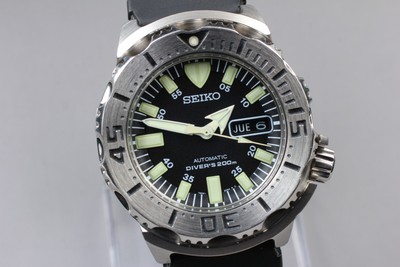 Near MINT] SEIKO 7S26-0350 Black Monster Divers 200m Men Automatic 