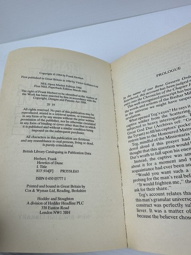 Frank Herbert Heretics Of Dune Book 1985 1st NEL Paperback Edition Free Postage - Picture 8 of 12