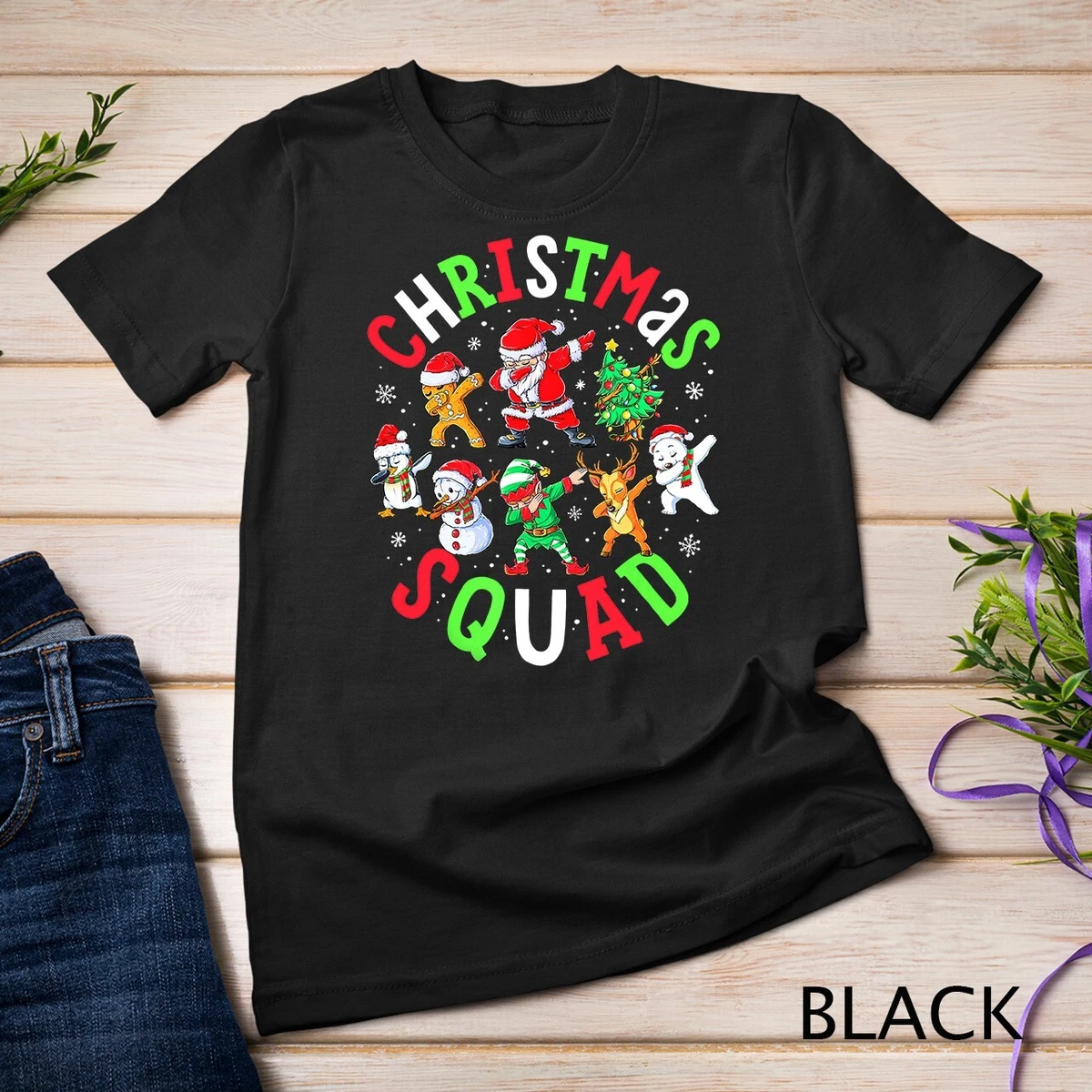 Dabbing Christmas Squad Santa Elf Family Matching Pajamas T-Shirt Unisex T- shirt