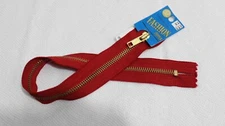 14 inch #5 Red & Brass C&C USA One Closed End Zipper New
