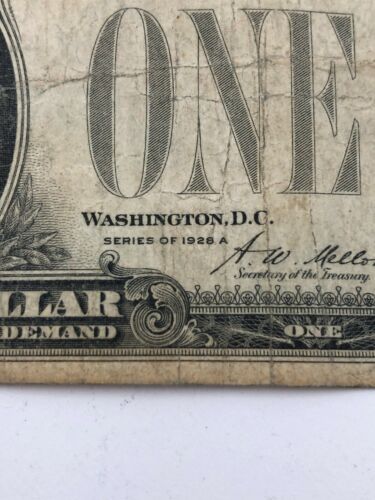 1928 a Very Good Circulated Funnyback Blue Seal Silver Certificate 1$ Bill - Picture 3 of 8