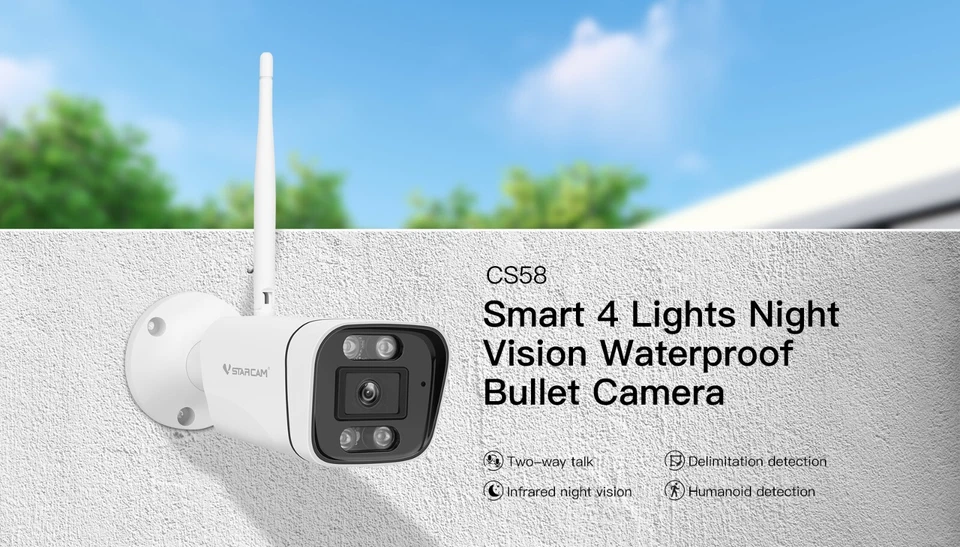 Vstarcam CS58 3MP FHD 1080P Smart 4 Lights Night Vision Waterproof Bullet Camera - Image 2 of 4