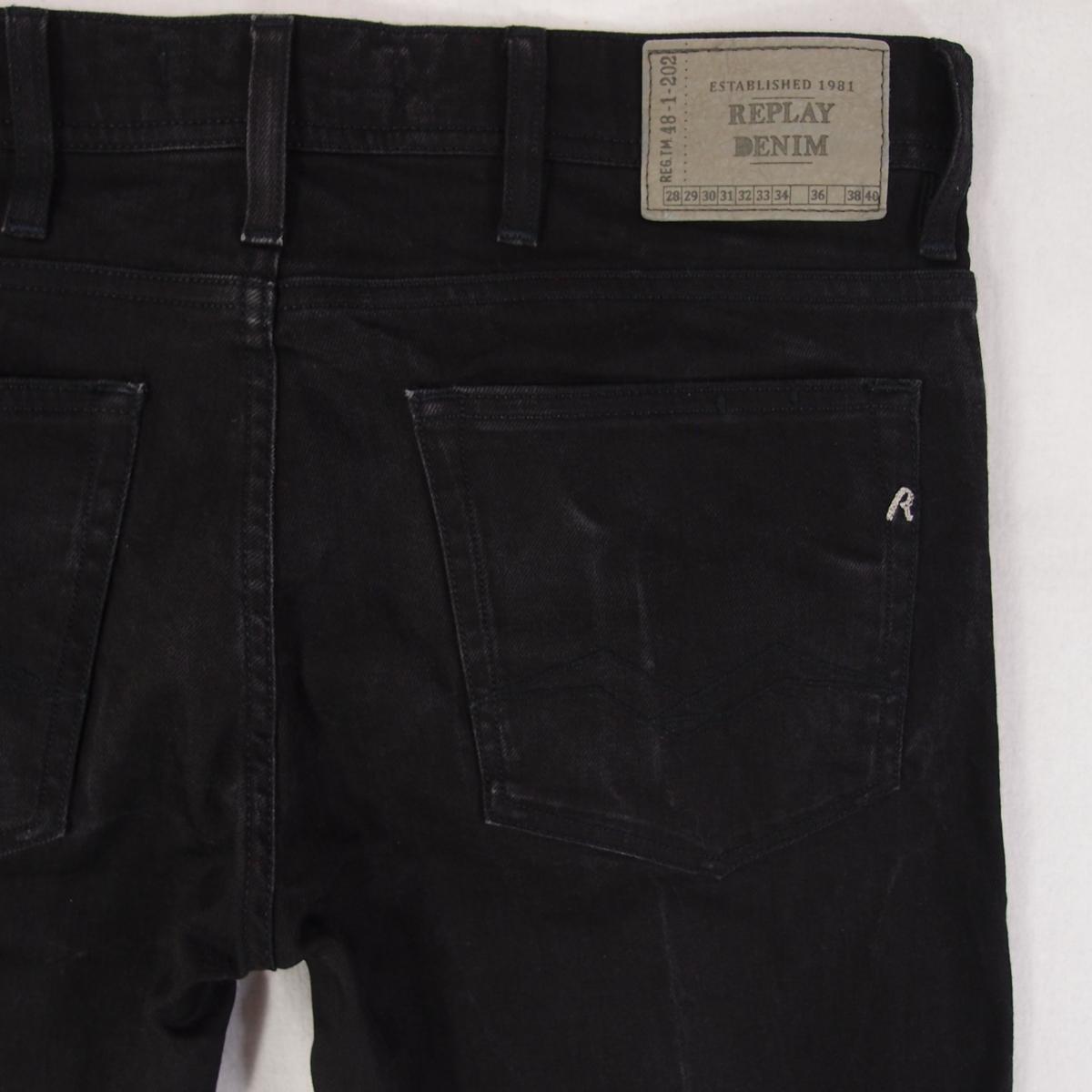 Jean Skinny Replay M1010 LANNY Pour Homme - Gris Délavé - Taille W36 L30 - Coupe Ajustée élasthanne