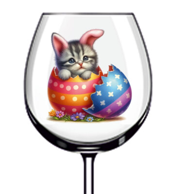 12x bunte Ostern Katze Eier Vinyl Aufkleber Abziehbild Becher Weinglas Flasche Auto