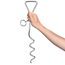 Dog Tie Out Stake Spiral Ground 16" Anchor Dog Lead Hook Leash Corkscrew Spike