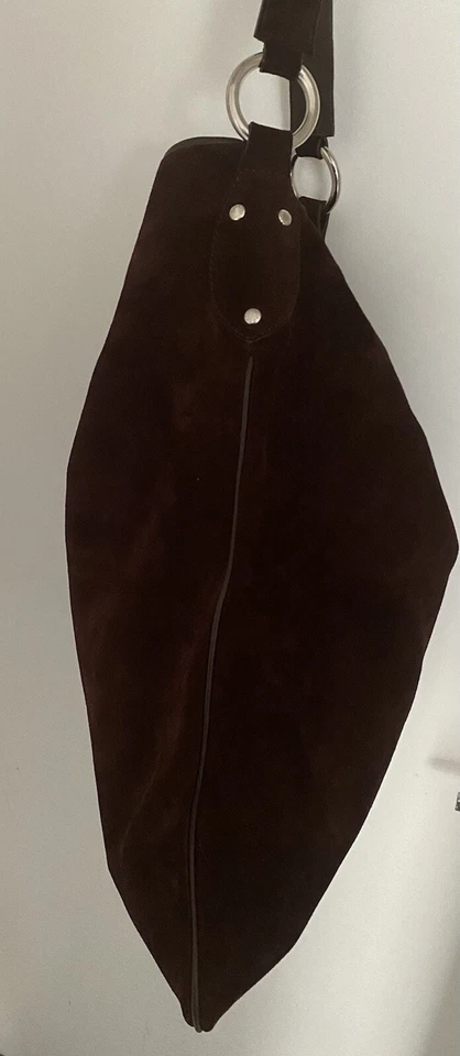 Bolso Hobo Trussardi Runway Marrón Gamuza Cuero Genuino Extra Grande De Colección Foto 4 de 4