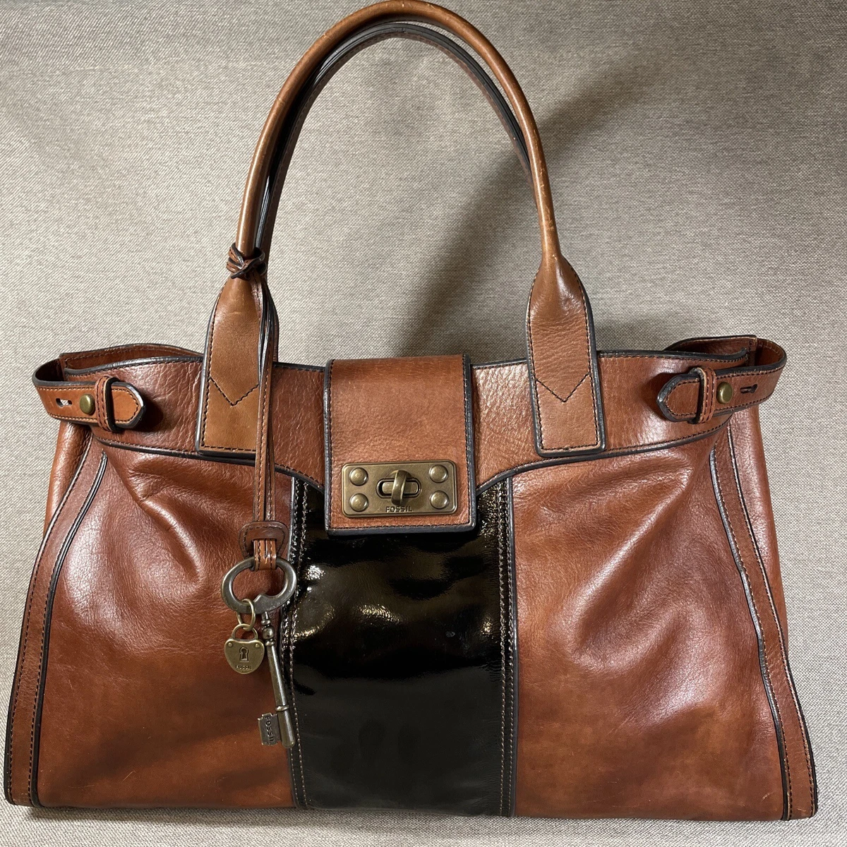 FOSSIL 1954 Vintage Reissue Weekender Large Leather Satchel Shoulder Bag Tote