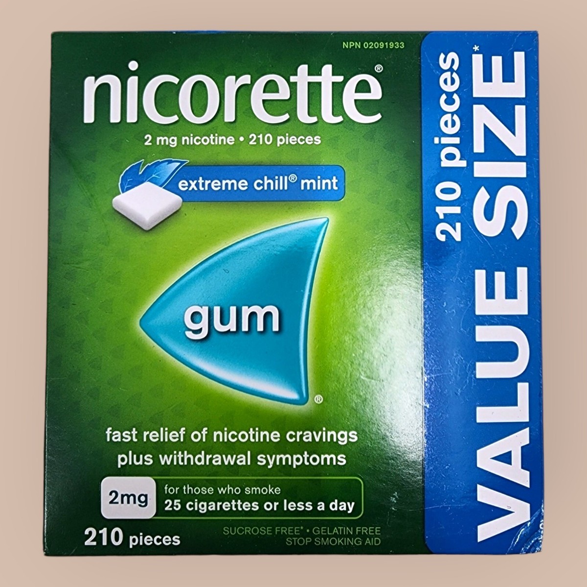 1050 Pieces Nicorette Gum 2mg - 5 Boxes Extreme Chill Mint or - 10 Small  Boxes
