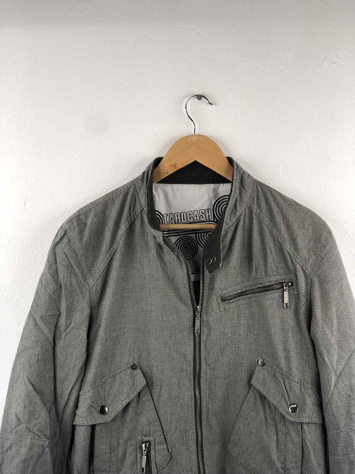 Tarocash Full Zip Bomber Jacket Mens Size M Grey Long… Gem