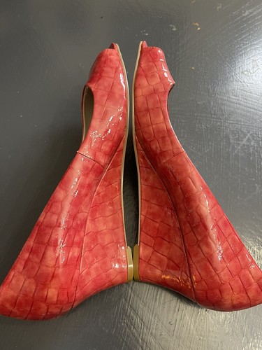 BANDOLINO 10 Red Open Toe Heel Wedge Sexy NWT - Picture 4 of 5