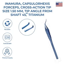 Inamura Capsulorhexis Forceps Cross Action 12 cm Titanium Ophthalmic Instruments