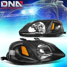 For Honda Civic 1999-2000 Ek Jdm Type-r Look Black Housing Amber Headlights For Honda Civic 1999-2000 Ek Jdm Type-r Look Black Housing Amber Headlights