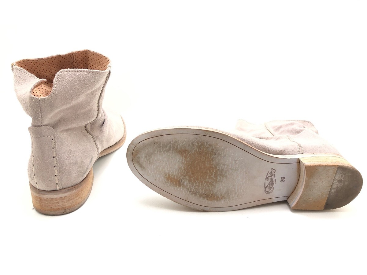 Wildleder Stiefeletten Halbstiefel Damen Beige Chelsea Boots Helle