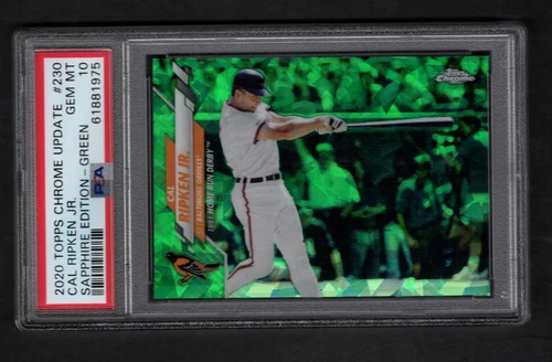 CAL RIPKEN JR. 2020 TOPPS CHROME SAPPHIRE GREEN REFRACTORS 38/45 PSA 10