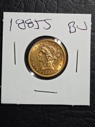 Beautiful High Grade 1885 S $5.00 Gold Liberty Coin