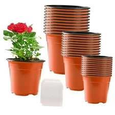  30Pack 6/5/4 Inch Nursery Pots with Drainage Holes Reinforced Plastic Plant 