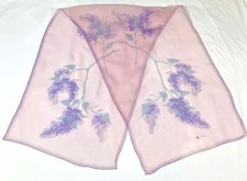 Vintage 1960s Vera Ladybug Sheer Lavender Pink Floral Scarf Lilac Purple