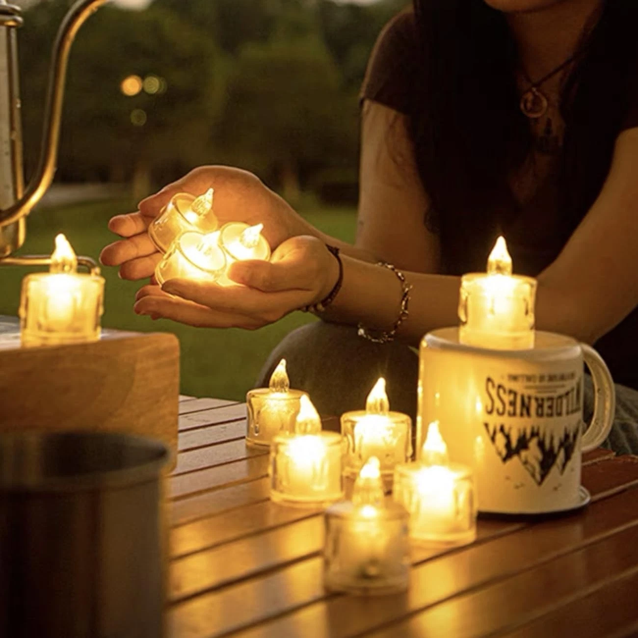 SupBri 12Pcs Tea Lights Candles Battery Operated, Pack of 12, Drop Wax Shape - product detail image 3