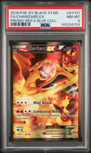 Pokemon Charizard EX Red & Blue Coll. Black Star Full Art Promo XY121 PSA 8