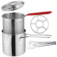 Mini Fryer Pot with Basket and Handle Stainless Steel Small Deep Fryer for Ho...