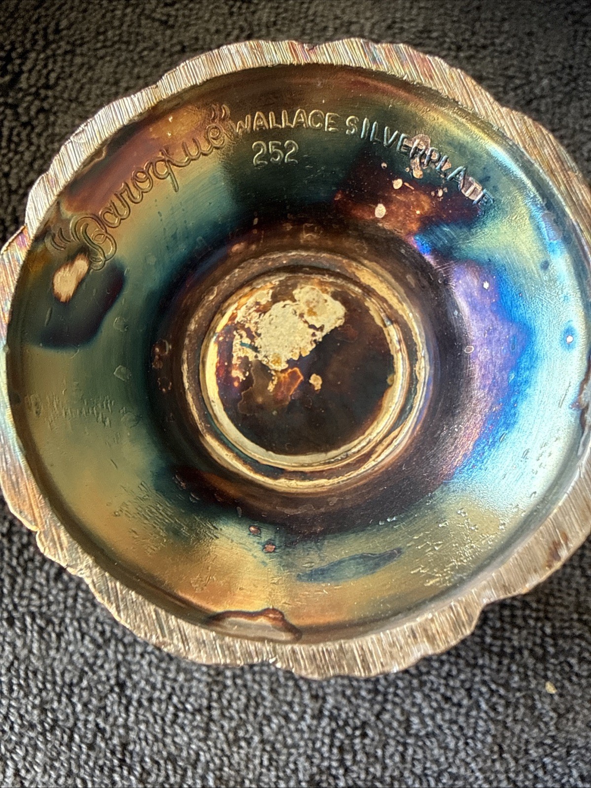 Wallace Baroque Silver Tea Cups And Serving Plate