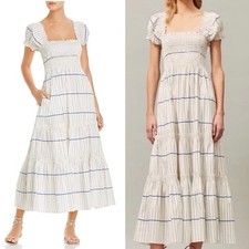Tory Burch Cream and Blue Maxi Dress XS. NWOT 