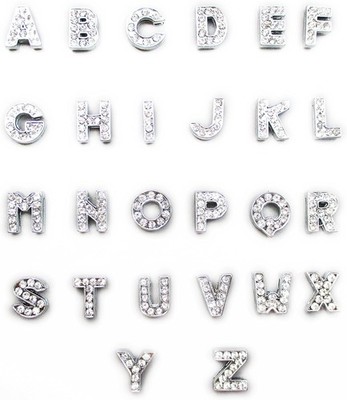 ALL in ONE A-Z 26pcs Rhinestone Alphabet Letter Slide Charms Beads 8mm 