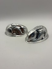 2 Vintage  Metal Rabbit Bunny Mold Jelly Easter made in England Nutbrown 